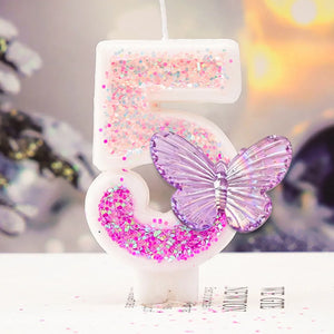 Children's Birthday Candles 0-9 Number Pink Purple Candle