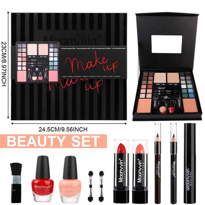 Makeup Gift Set Women Box Full Kit Lipiner Lipgloss Cosmetic Matte Nude Eyeshadow Nail Polish Brush For Makeup Eyeshadow Palette