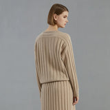 High Quality Luxury Women's Clothing 100% Cashmere V neck Pullover Knitted Hooded Sweater