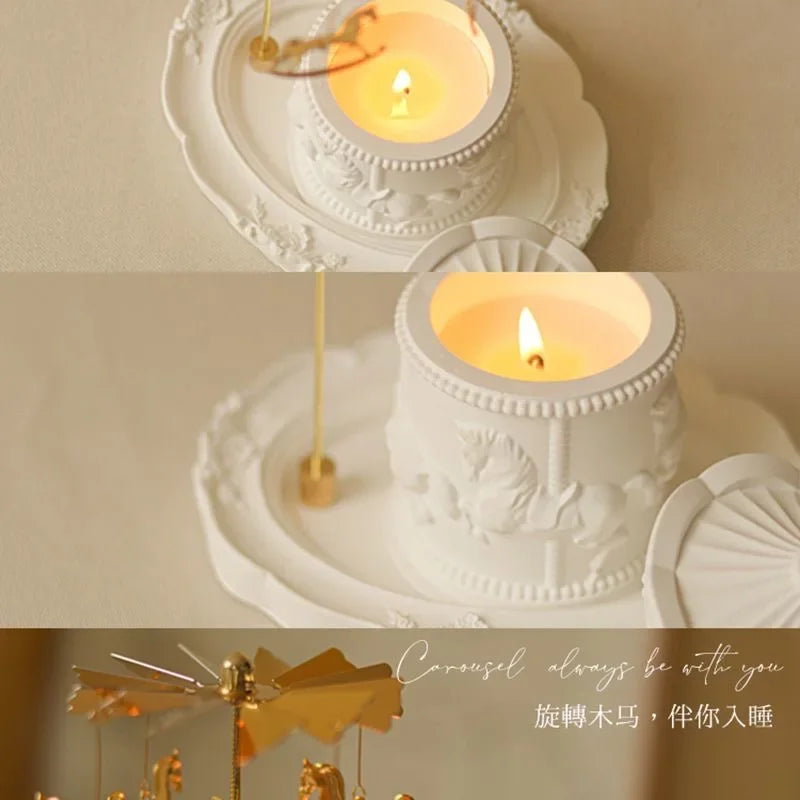 Christmas Scented Candle Set Carousel Sculpture Gypsum Aromatherapy Candles