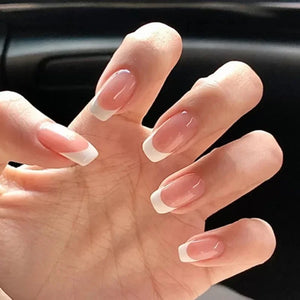 French Style Wearable Pink Press On Fake Nails Tips With Glue false nails design