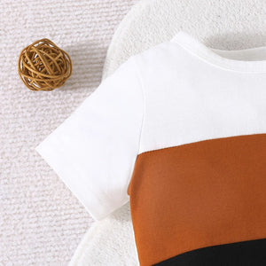 Infant Clothing Set For Kid Boy 6-36 Months KING Stripe Short Sleeve tshirt and Shorts Summer Outfit Ootd For Newborn Baby