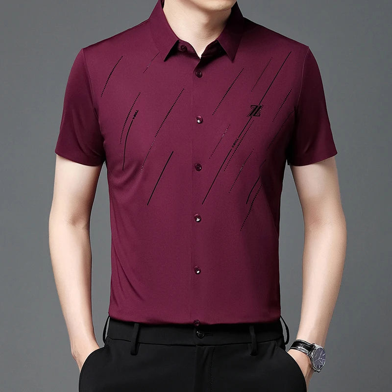 Men's Short-sleeved Shirt Summer New Ice Silk T-shirts