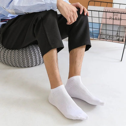 Men's Socks Spring Summer Thin Breathable Soft Polyester Cotton Socks Black Casual Business Ankle Boat Socks