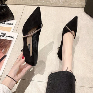 new Korean version of fashion temperament hollow French female pointed thin heel heel