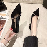 new Korean version of fashion temperament hollow French female pointed thin heel heel
