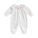 Toddler Girls Floral Print Ruffle Sleeve Romper with Bow Detail and Smocked Waistband for Summer Outfits