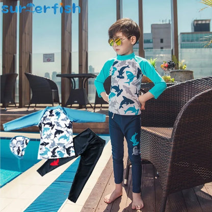 2pc Boys Shark Swimsuit Three Piece Children Swimwear Swim