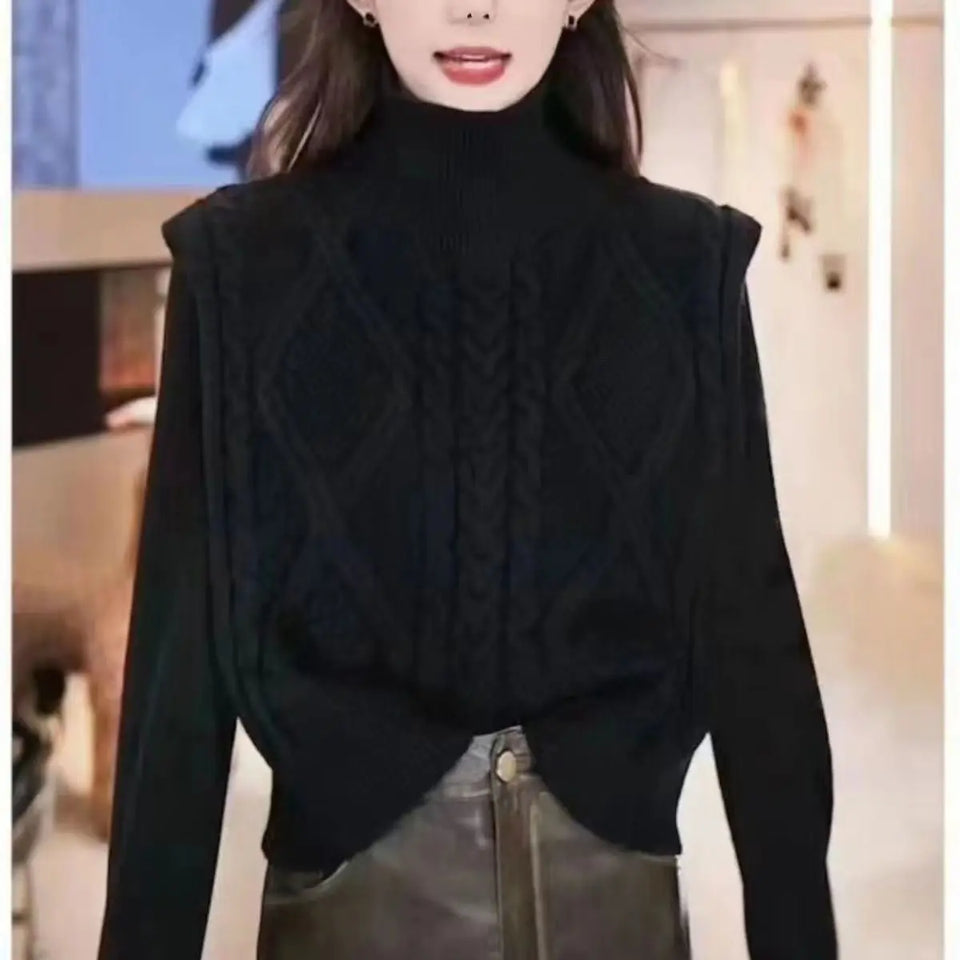Fashion Luxurious Temperament Goddess Versatile Pullover Solid Knitted Vest
