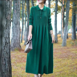 Stylish Versatile Sweater Dress For Women Long Style Over The Knee Knitted Sweater
