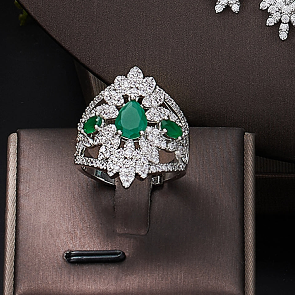 Luxury 4 Piece Bridal Zirconia Complete Jewelry Set for Ladies Party,
