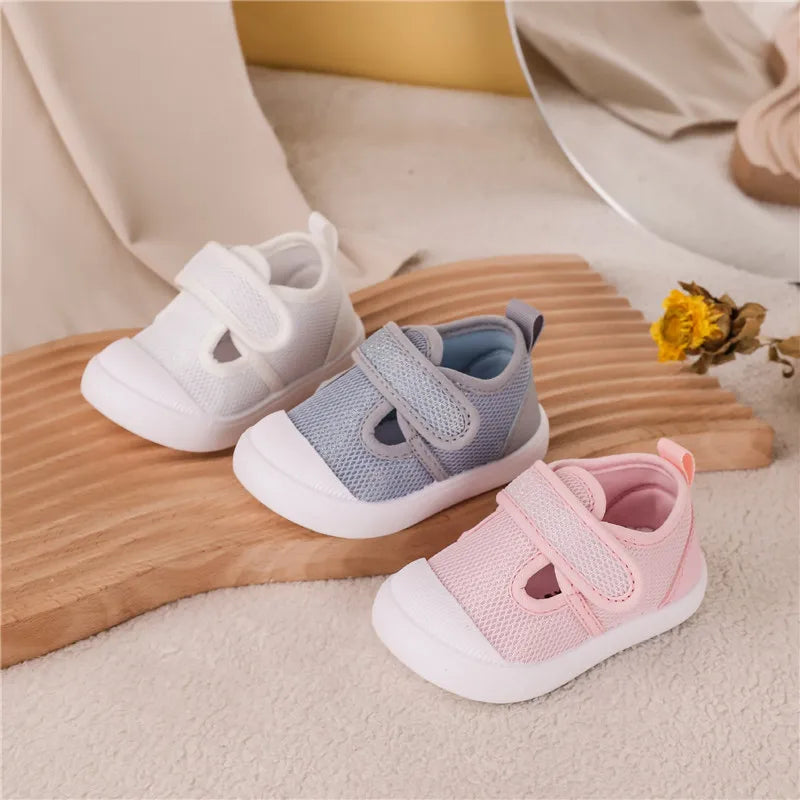 Baby First-Walking Shoes Kid Shoes Trainers Toddler Infant Boys Girls Soft Sole Non Slip Cotton Mesh Breathable Lightweight TPR
