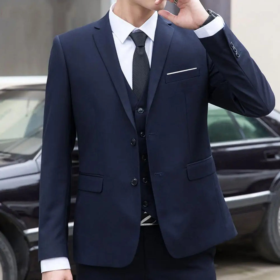 Men Formal Business Suit Coat One Button Black Blue Red Men Slim Fit