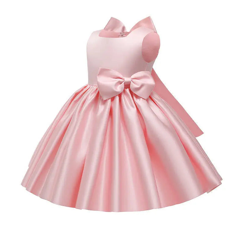 Customized Flower Baby Girls Wedding Birthday Bownot Dresses Clothing Toddler Kids Princess Party Ball Holy Communion Gown