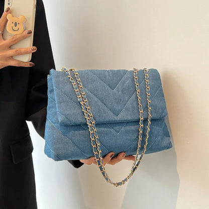 Handbag Woman Fashion Luxury Denim Blue Shoulder Bag