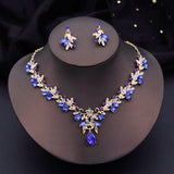 Water drop Butterfly Bridal Jewelry Sets for Women Earring Necklace Set Rhinestone Crystal Wedding Jewelry Sets 3 Pcs Gifts