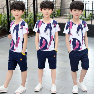 Boys Clothing casual Suit Children Short Sleeve Shirt Shorts Set 4 6 8 12 Years