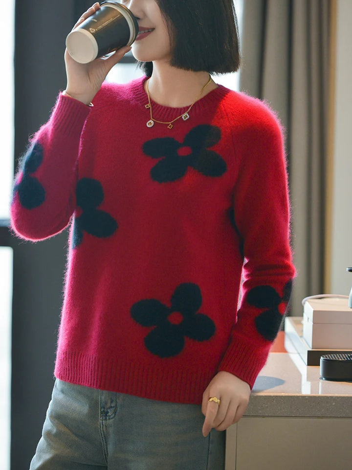 women's sweaters in autumn and winter 100% merino wool round neck pullover