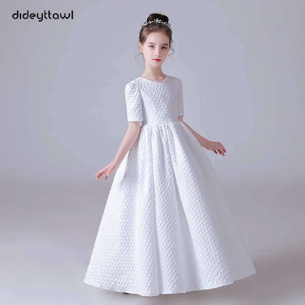 Girls Dress For Wedding Party Short Sleeves Concert Junior Bridesmaid Gown