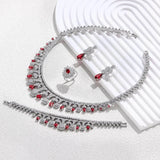 New Arrival 2024 Nigerian Dubai Bride Wedding Bridal 4 PCS Jewelry Set Luxury Green Cubic Zirconia Drop Necklace for Women Prom