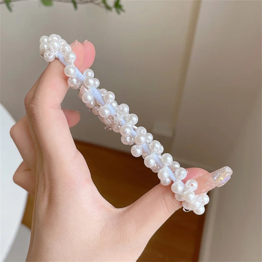 Crystal  Children'S Headband Headdress Princess Pearl hairpin Crown Flower Girl Hair Tie Rubber Band Hairband Hair Accessories