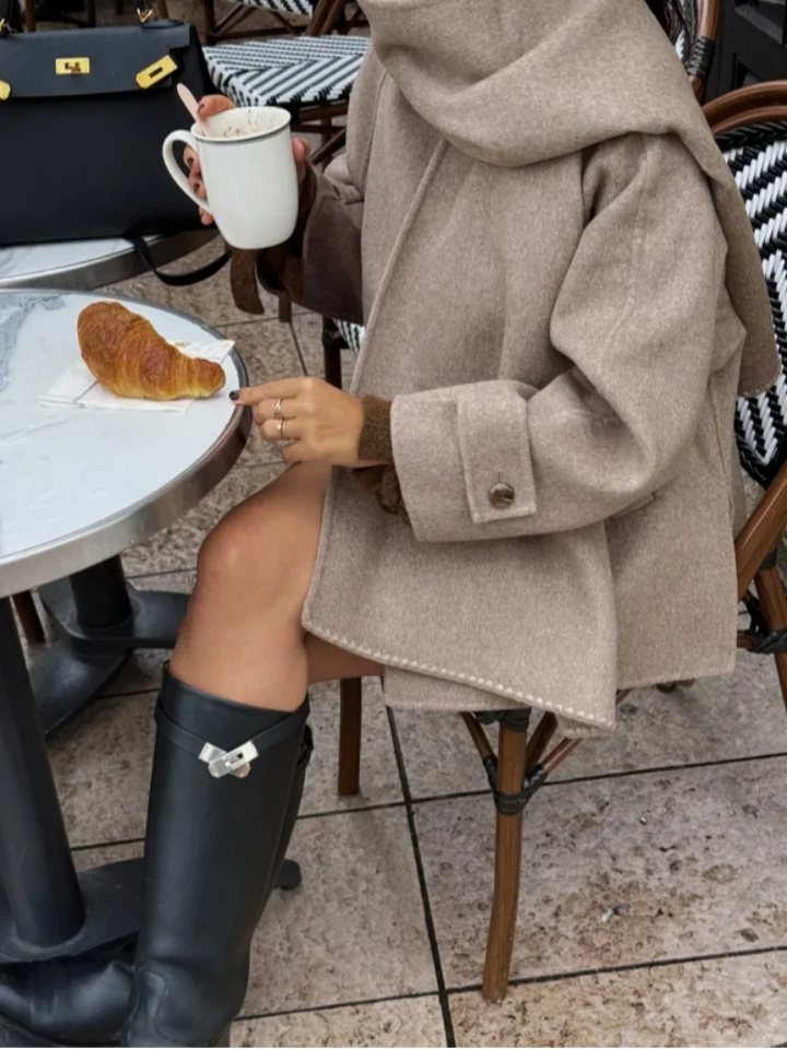 Collar Woolen Blends Jacket Women Elegant Long Sleeve Single Breasted Short Coats