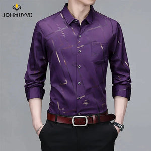 Men's Casual and Fashionable Long Sleeved Printed Shirt,