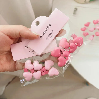 6Pcs/Set Heart Hairpins Women Peach Pink Color Mini Small Bangs Clip Side Hair Clip Simple Headwear Girls Y2K Korean Accessories