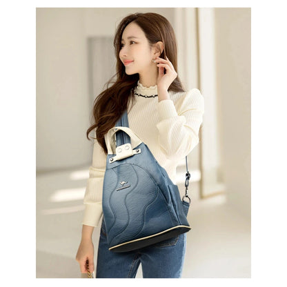 Fashion High Quality Leather Women Backpack Large Capacity School Bags