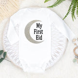Babys First Eid Bodysuit My First Eid Toddler Outfit Ramadan New Born Long Sleeve Romper Child Boy Girl Ramadan Clothes