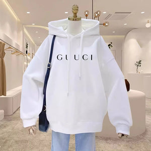 High Quality Print Fleece Hoodie Women's Fashion Graphic Loose Casual Sweatshirt
