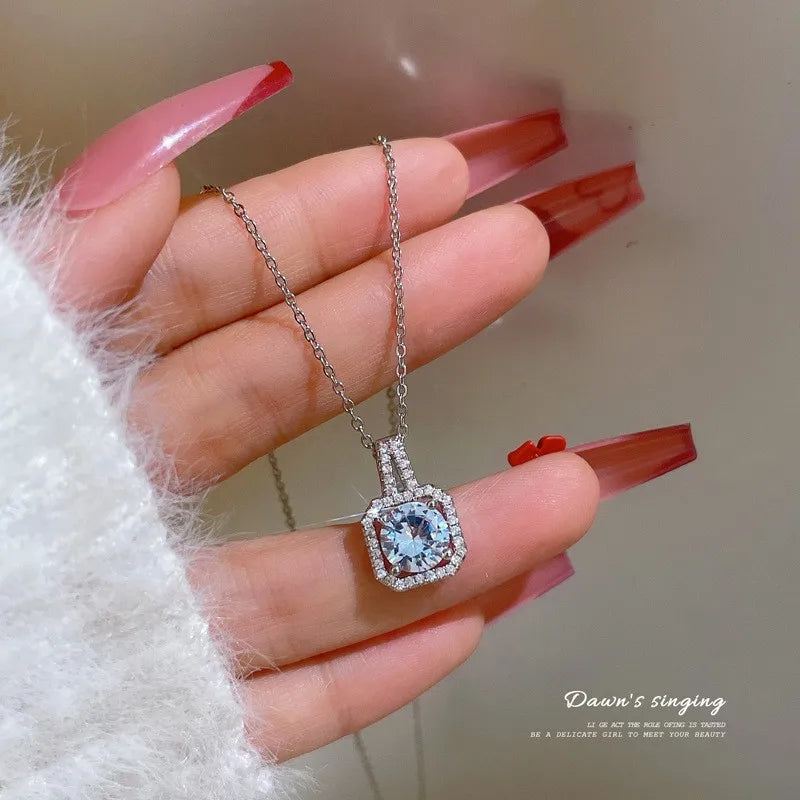 Fashion Square Zircon Necklace Earrings Ring For Women Luxury Wedding Engagement Jewelry Shining Party Jewelry Gifts