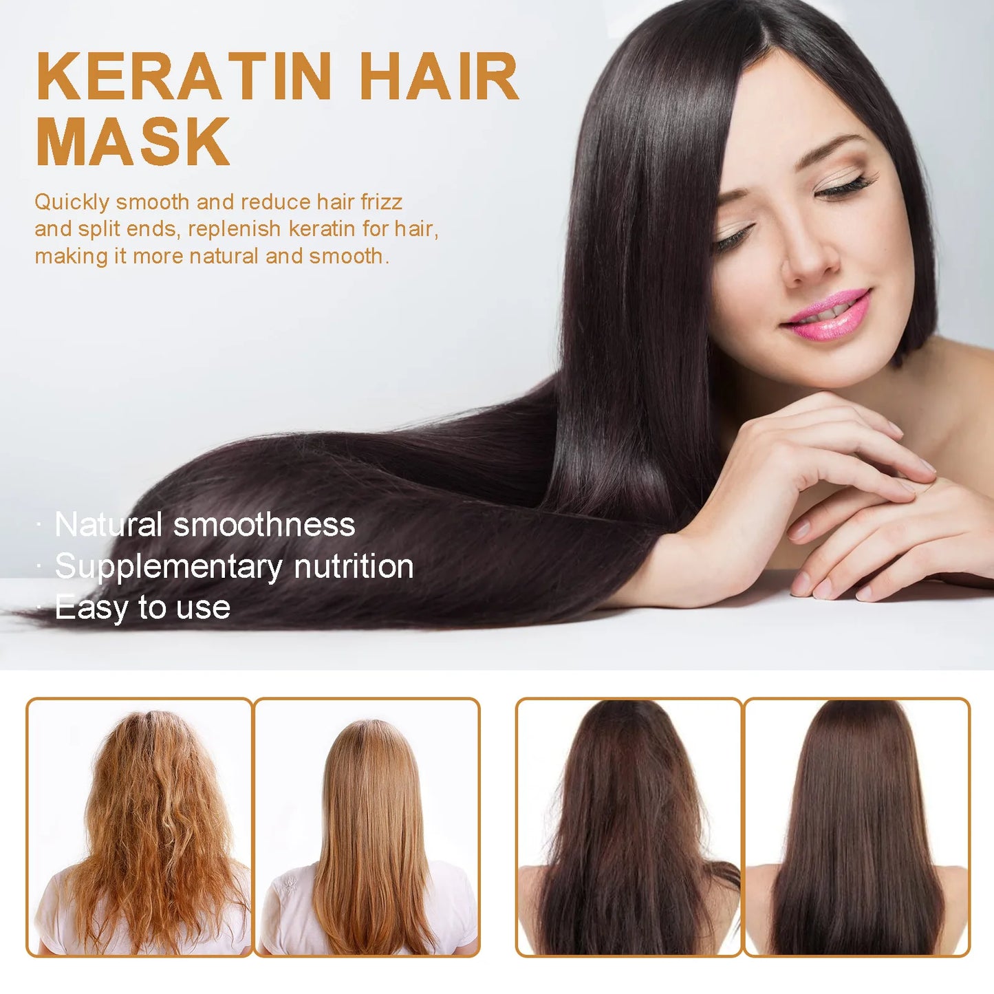 Keratin Hair Mask For Damage Hair Magical Treatment Frizzy Soft Smooth Shiny Professional Hair Straighten Conditioner Scalp Care