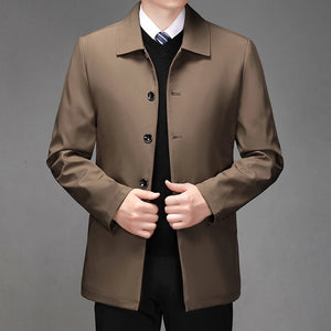 High-quality Middle-aged Men's Jacket Loose Casual Spring and Autumn Clothing Middle-aged Dad Coat Single-row Button Jacket