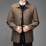 High-quality Middle-aged Men's Jacket Loose Casual Spring and Autumn Clothing Middle-aged Dad Coat Single-row Button Jacket