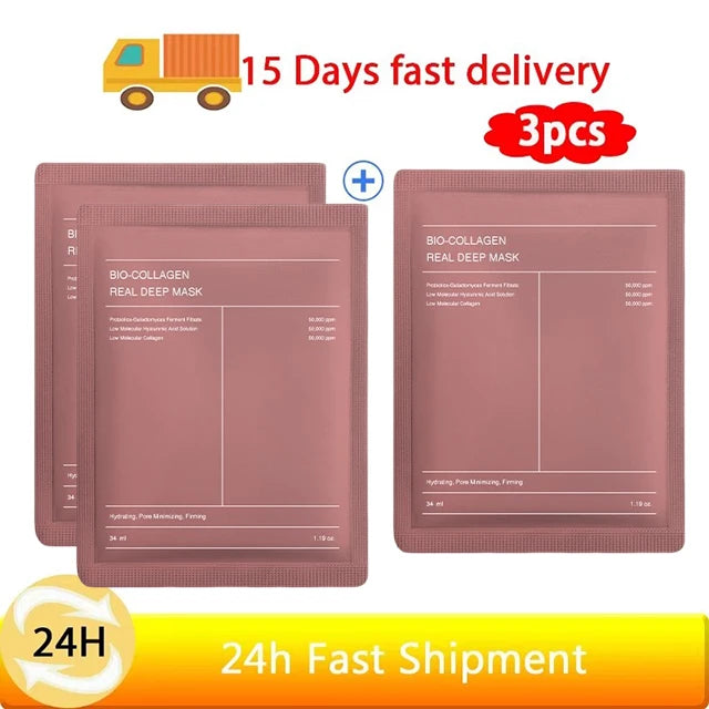 Bio-Collagen Real Deep Mask Anti-Wrinkle Lifting Face Mask With Hydrolyzed Collagen Collagen Reverse Film Volume Peel Off Mask