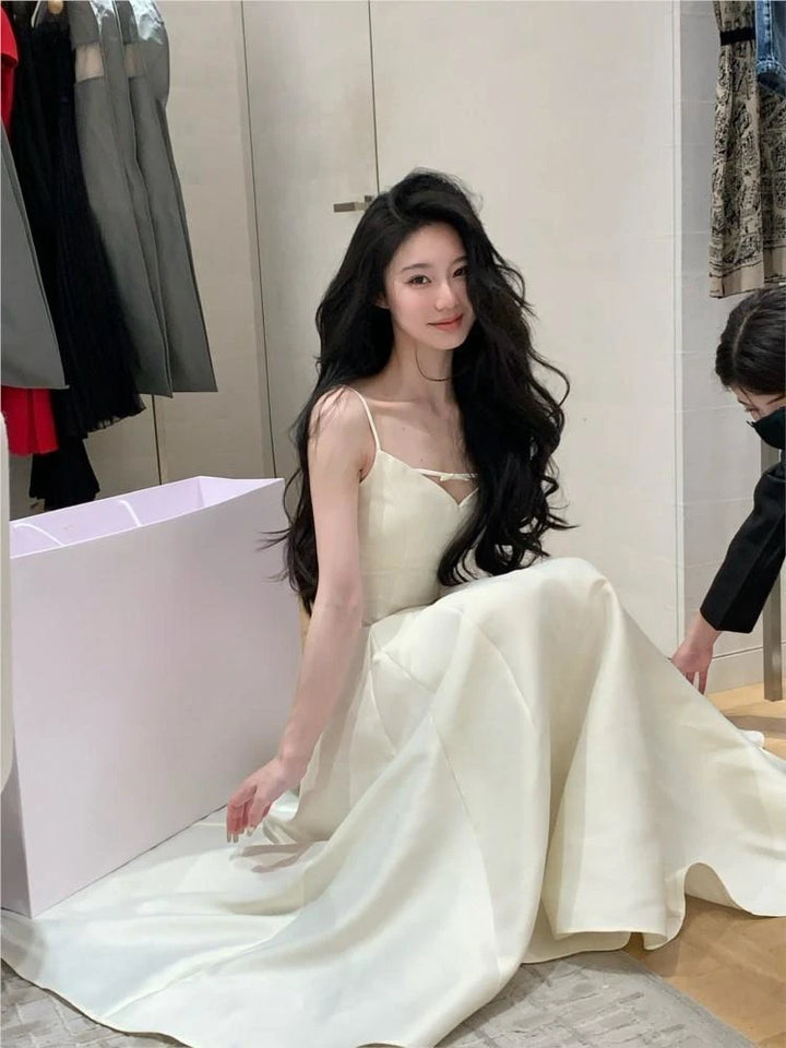 Elegant Solid Princess Evening Party Dress French Romantic Black Graduation Robe Korean