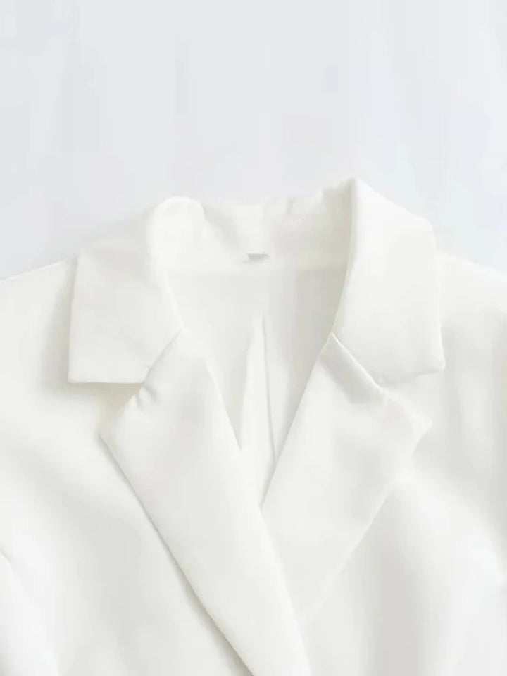 Women's Long Sleeve Hollow Out Suit Fashion Lapel Dress Split Design Mini Dress