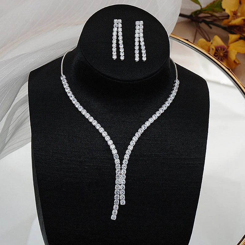 2Pcs Simple Geometric Zircon Necklace