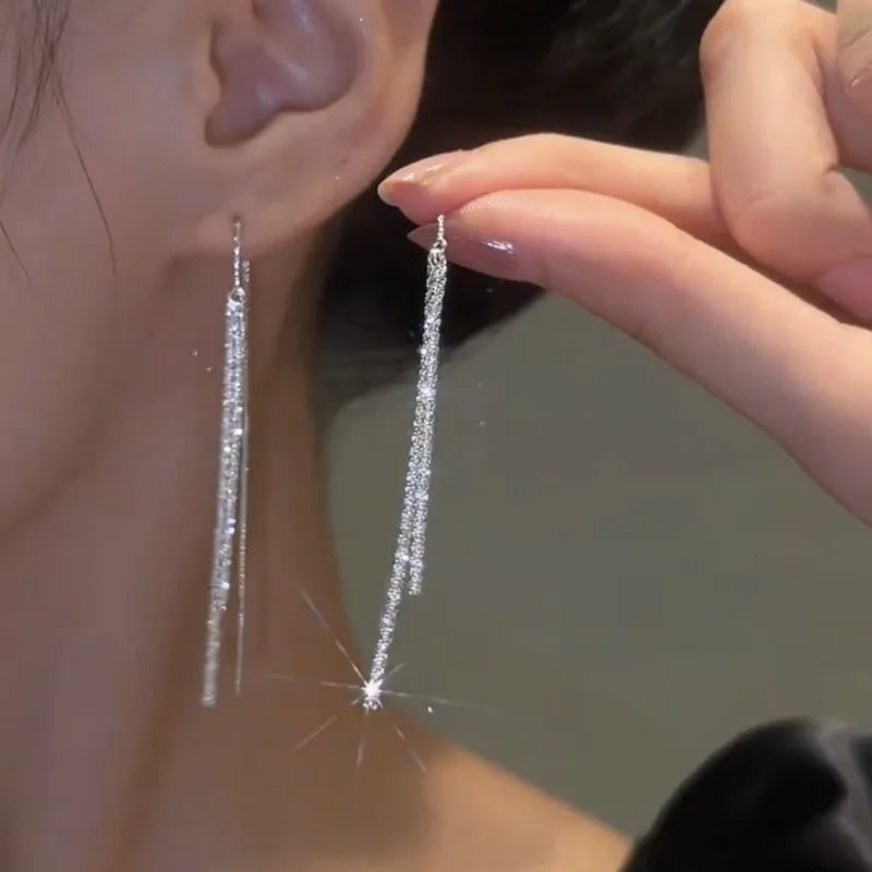 New Long Tassel Chain Dangle Earrings for Women girl Trend Korean Fashion Fine Earring Wedding Luxury Y2K Jewelry Wholesale