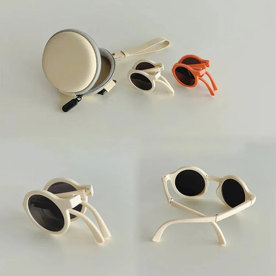 Foldable Kids Sunglasses Girls Boy Children Sun Glasses Round Street Beat Eyeglasses