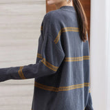 Women's Sweater Autumn Winter New Loose Striped Round Neck Knitted Sweater