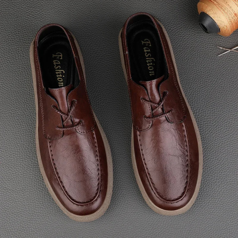 Luxury brand men's casual new business Oxford flat bottomed fashionable walking work loafers genuine leather men's formal shoes