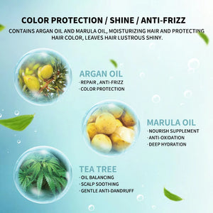 Justk Shampoo, Argan Oil Shampoo, Professional Color Protection Formula Designed for Color-treated Hair, 350ml