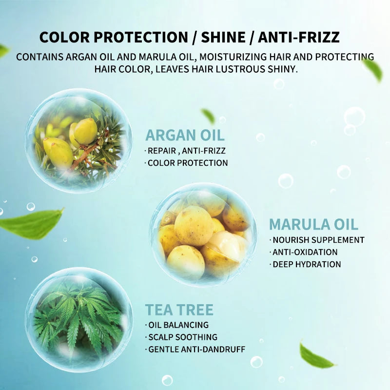 Justk Shampoo, Argan Oil Shampoo, Professional Color Protection Formula Designed for Color-treated Hair, 350ml