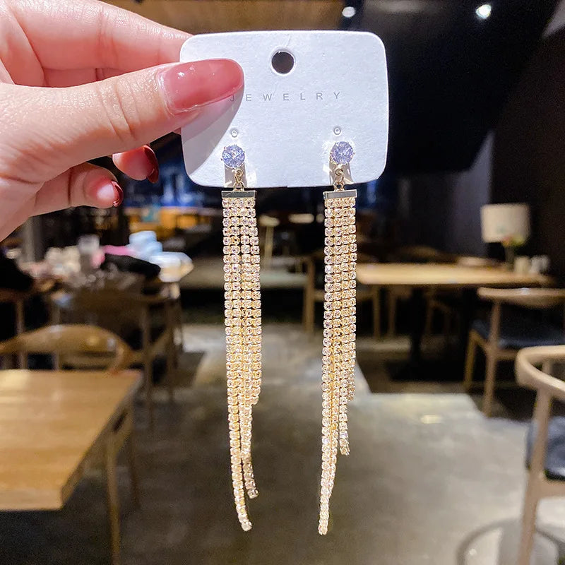Hanging Earrings Retro Long Tassel Earrings feminine temperament  Coconut Rhinestone S925 Silver Needle 2023 NEW Fashion Jewelry