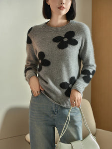 women's sweaters in autumn and winter 100% merino wool round neck pullover