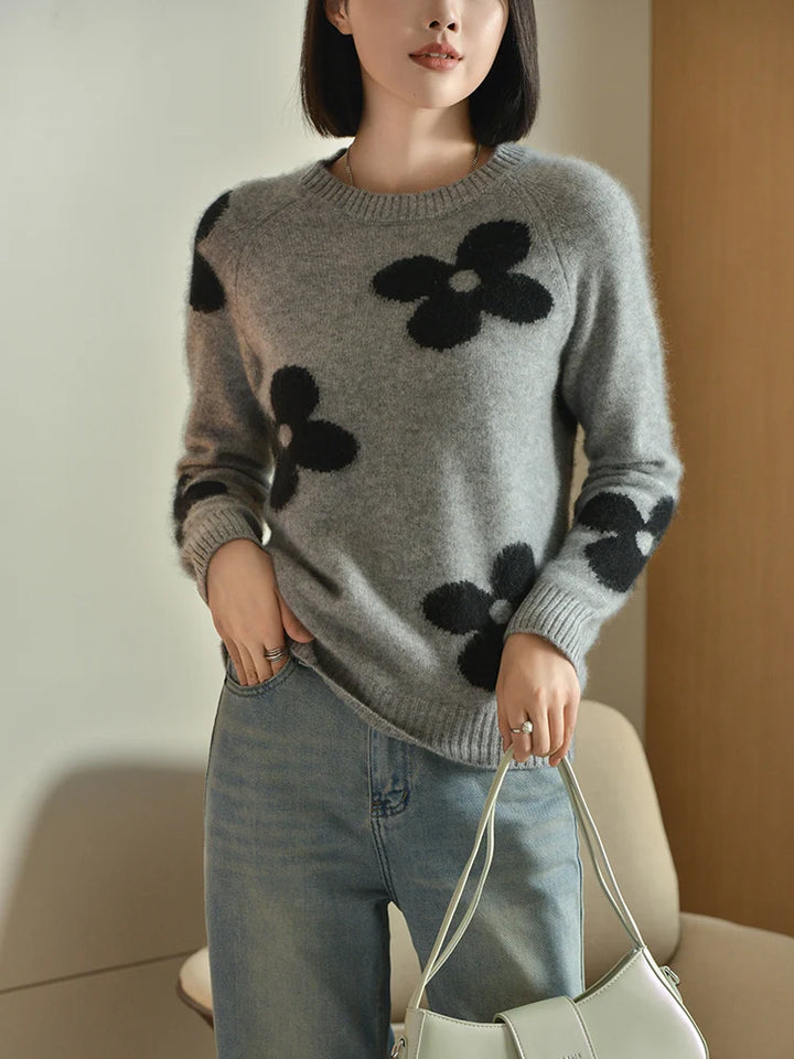 women's sweaters in autumn and winter 100% merino wool round neck pullover