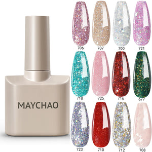 Glitter Gel Nail Polish Autumn Colors Long Lasting For Manicure Soak