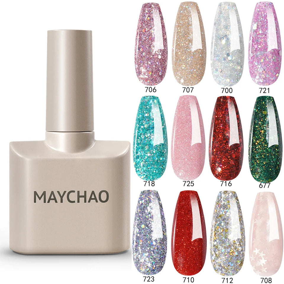 Glitter Gel Nail Polish Autumn Colors Long Lasting For Manicure Soak
